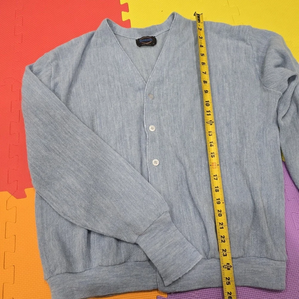 Vintage‎ Jantzen Light Blue Knit Cardigan Sweater Men's XL Made in USA Soft